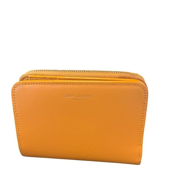 Saint Laurent Orange Bifold Leather Wallet - Picture 2 of 10